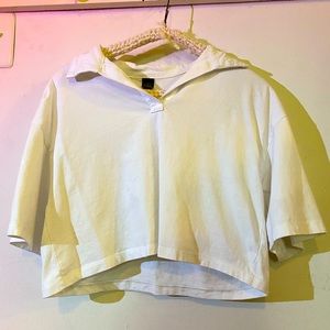 XS White cropped & Collared T-shirt